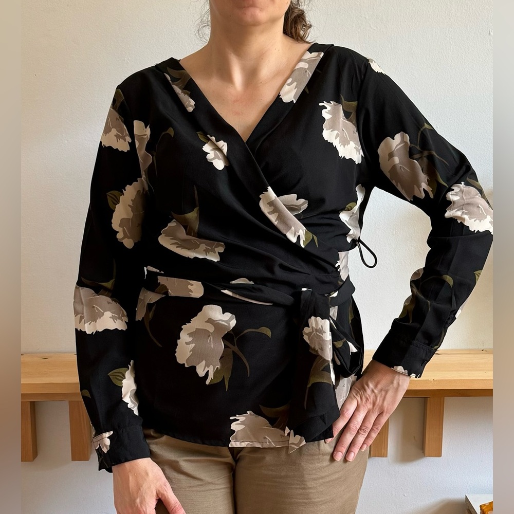 Floral printed wrap blouse